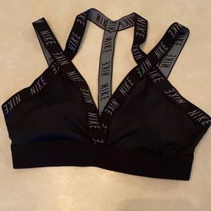 Nike Women's Indy Logo Light Support Sports Bra Black gray Sz Medium